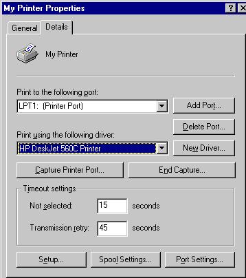My Printer Properties