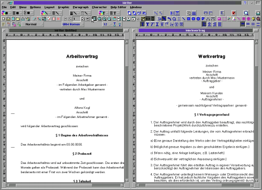 Screenshot Arbeitsvertrag
